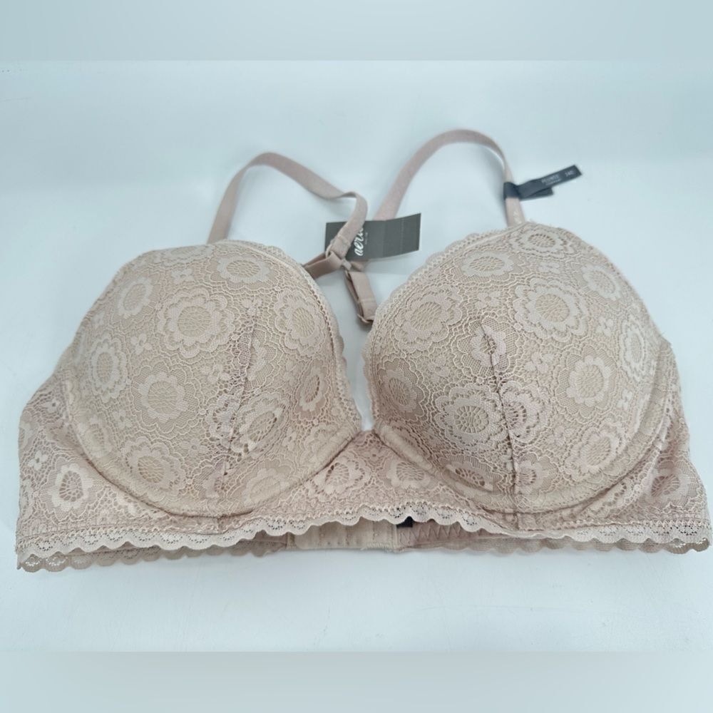 Aerie Real Power Convertible Plunge Push Up Bra White Nude NWT 34C